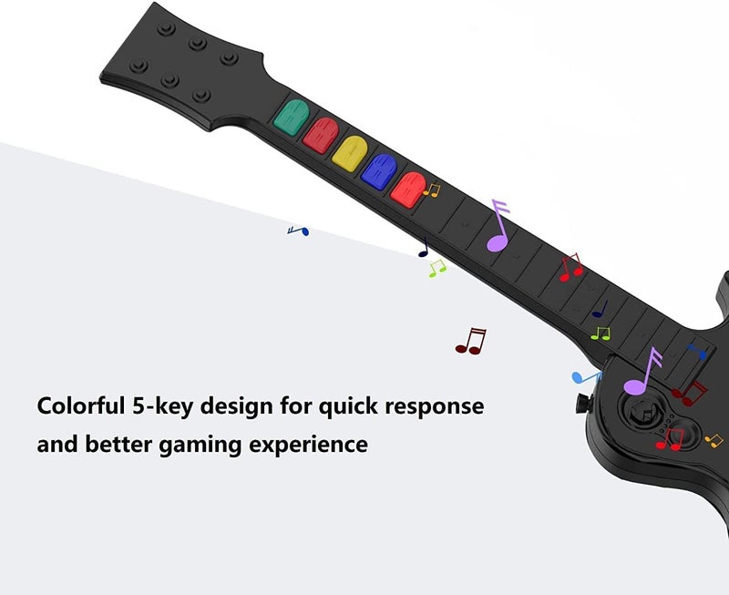 DOYO Wireless Controller for PC and PS3 - Guitar Hero 3/4/5 and Rock Band 1/2 Games - Guitar with Strap (5 Keys/Black) - Image 5
